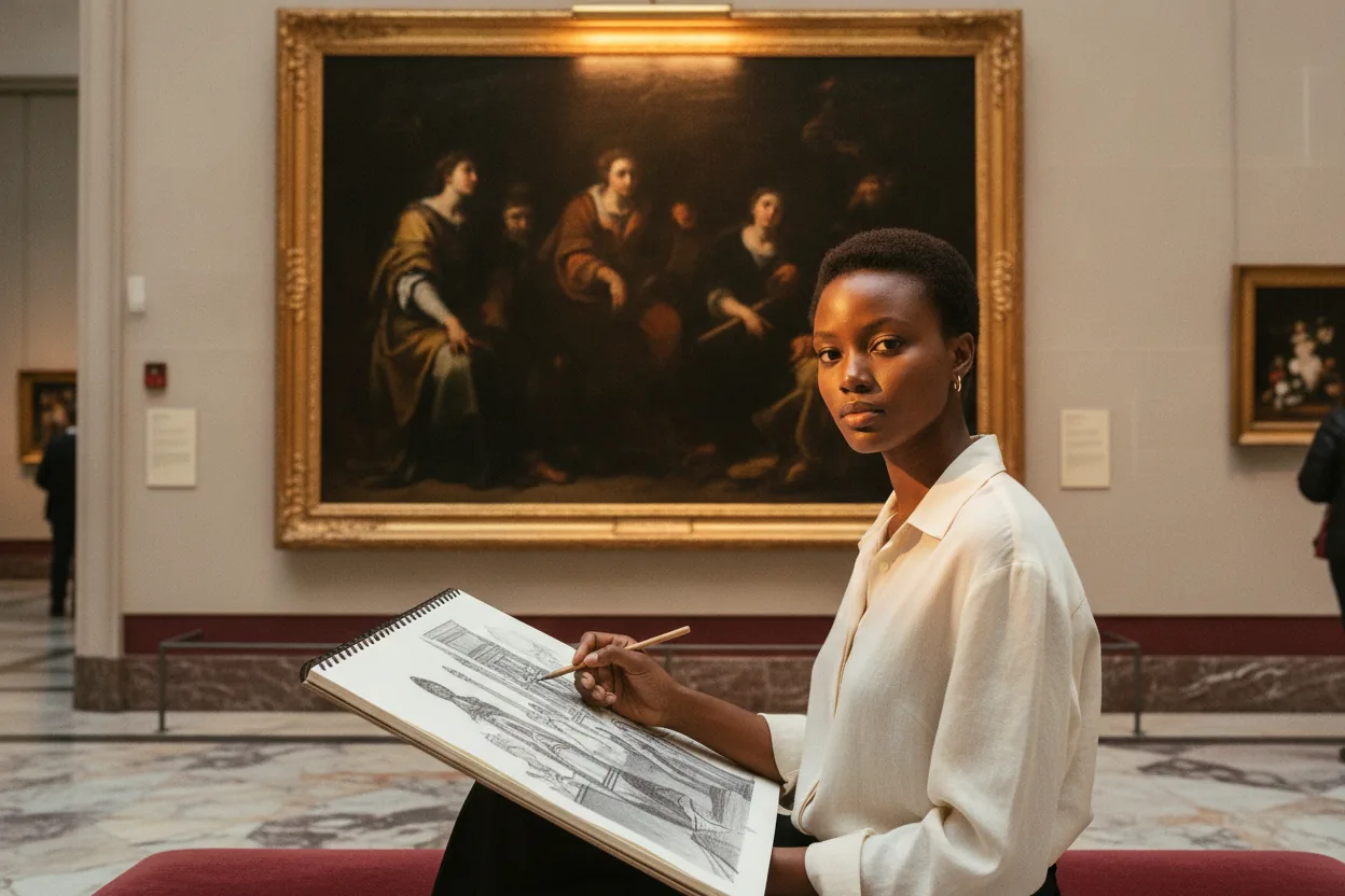 SCENE 3 — NATIONAL GALLERY SKETCHING
