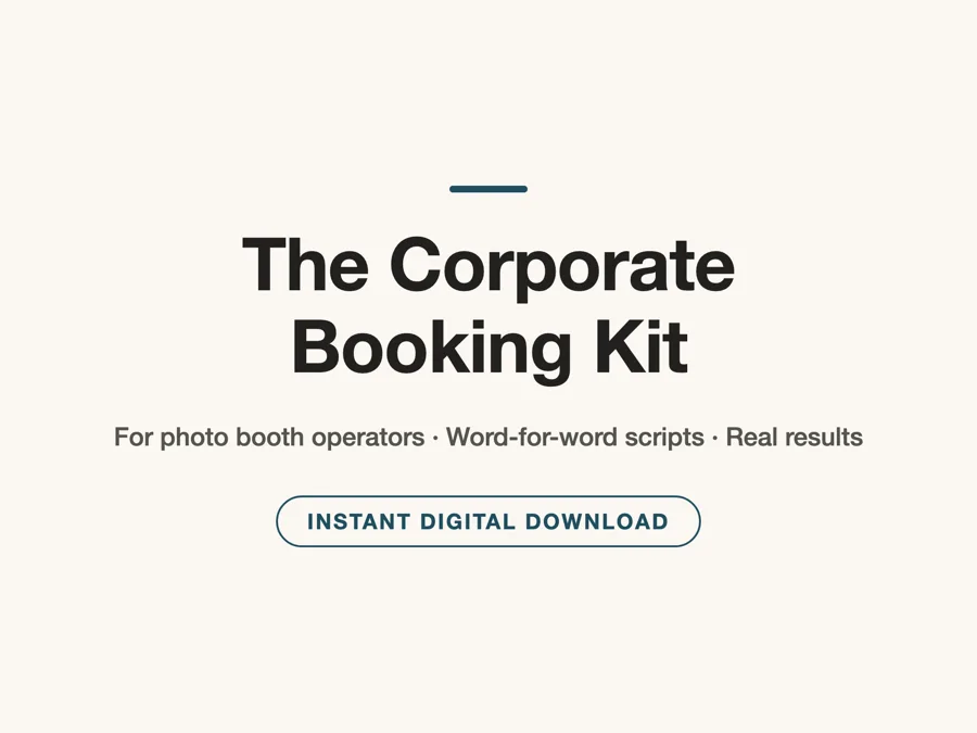 The Corporate Booking Kit photo booth prompt pack preview