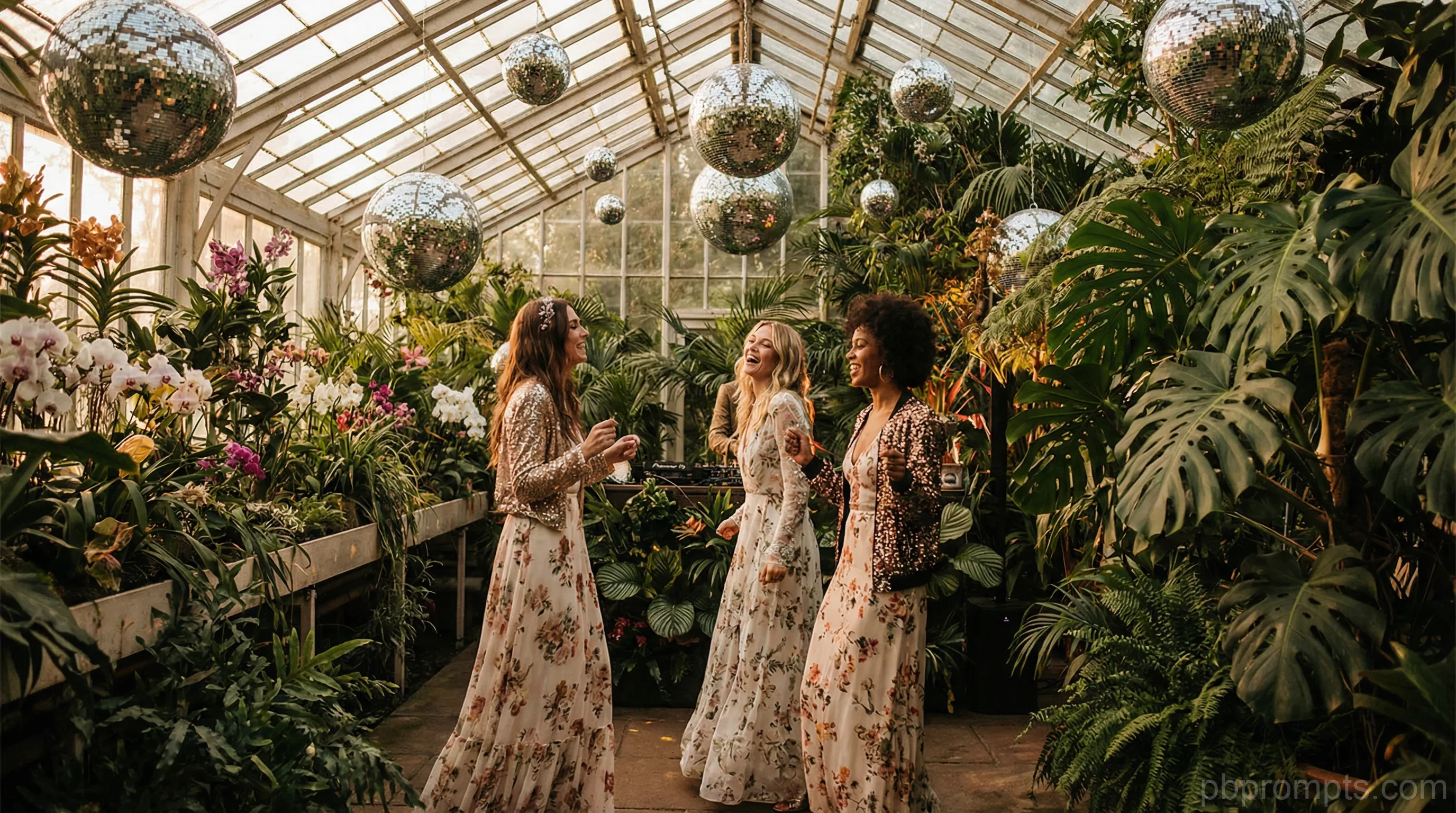 Garden Disco Paradise AI photo booth theme