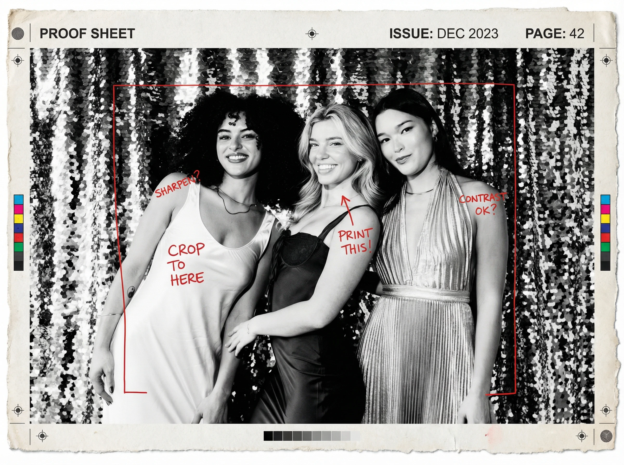 SCENE 2 — THE EDITORIAL MAGAZINE PROOF SHEET