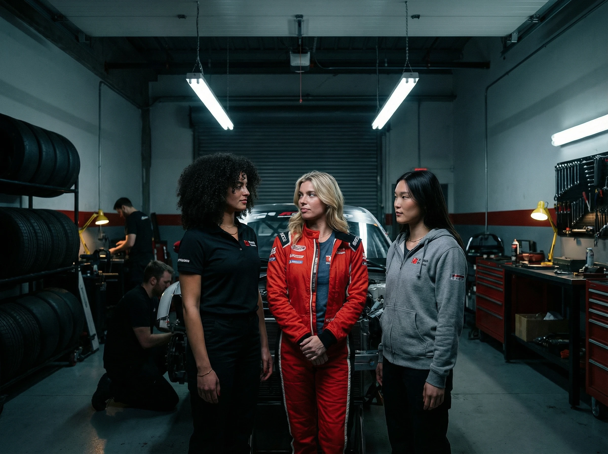 SCENE 4 — GARAGE BAY SHOWDOWN