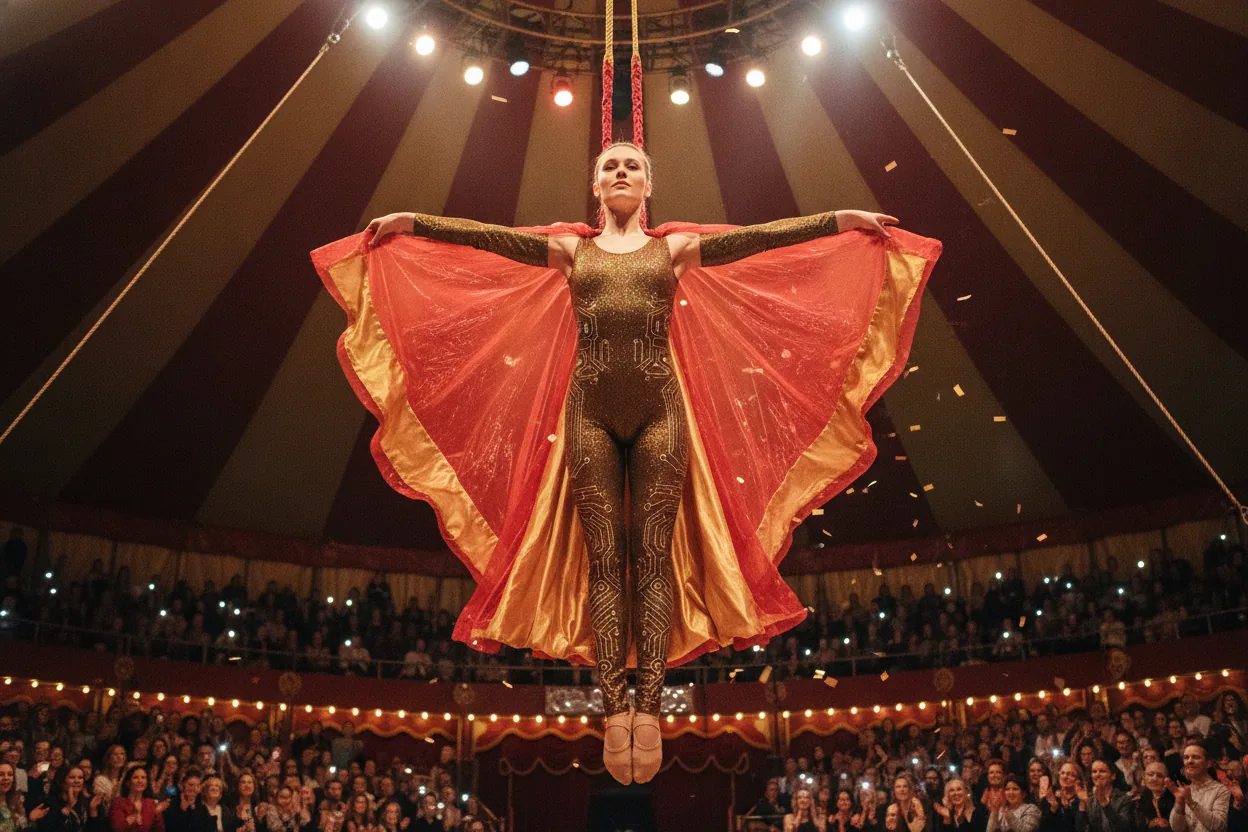 Above the Canvas — Circus Aerialist Portrait Pack AI photo booth prompt pack