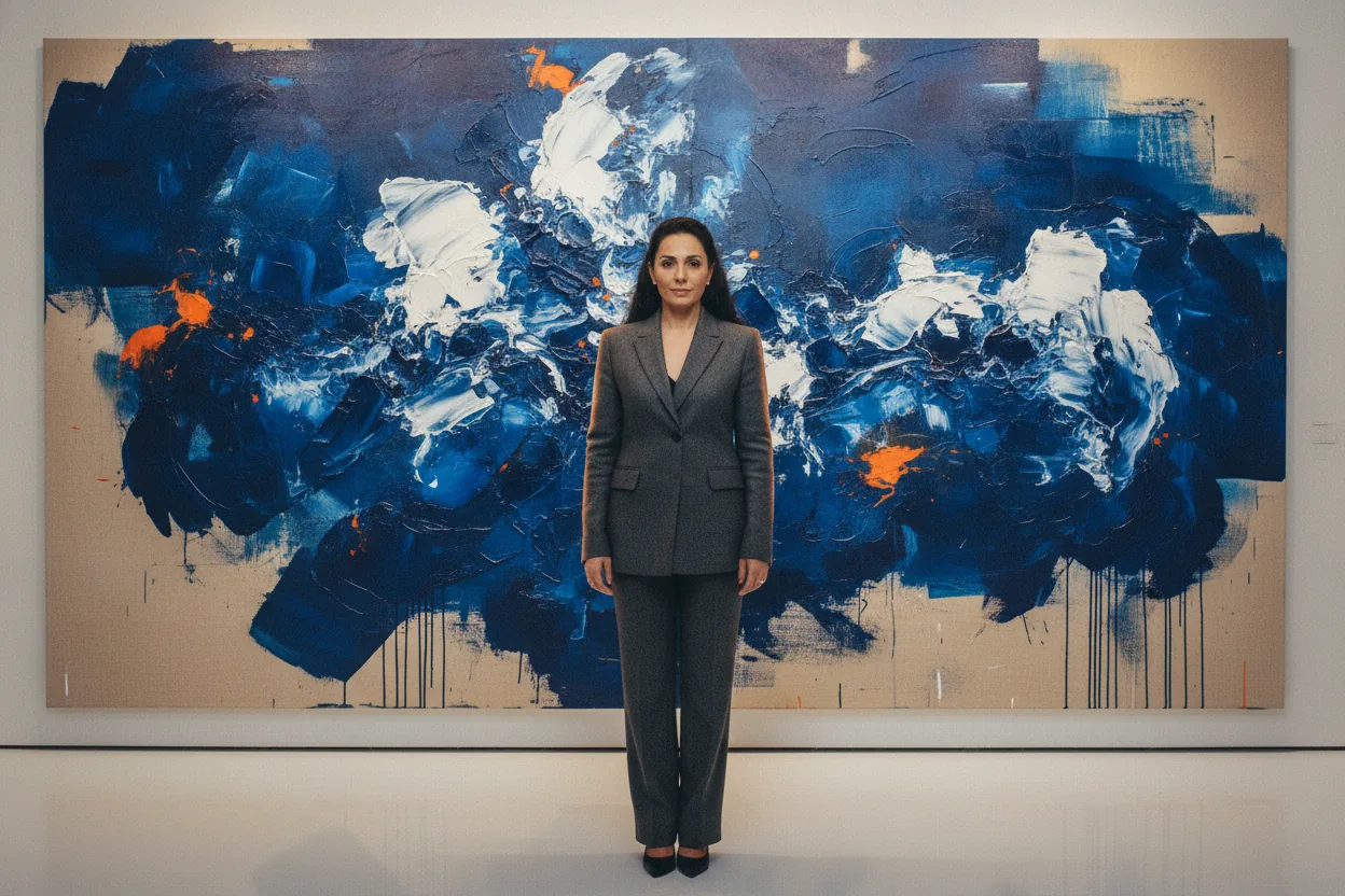 SCENE 4 — IN FRONT OF THE LARGEST CANVAS