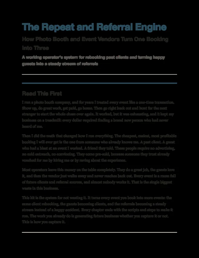 The Repeat & Referral Engine photo booth prompt pack preview