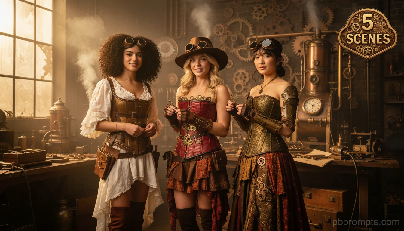 Steampunk Workshop AI photo booth theme