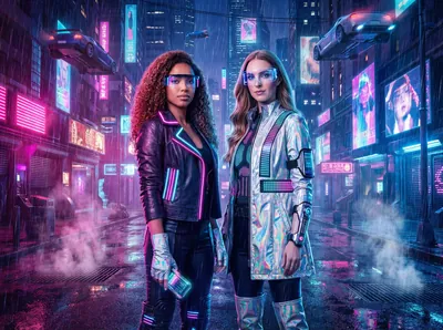 Neon Cyberpunk AI photo booth result