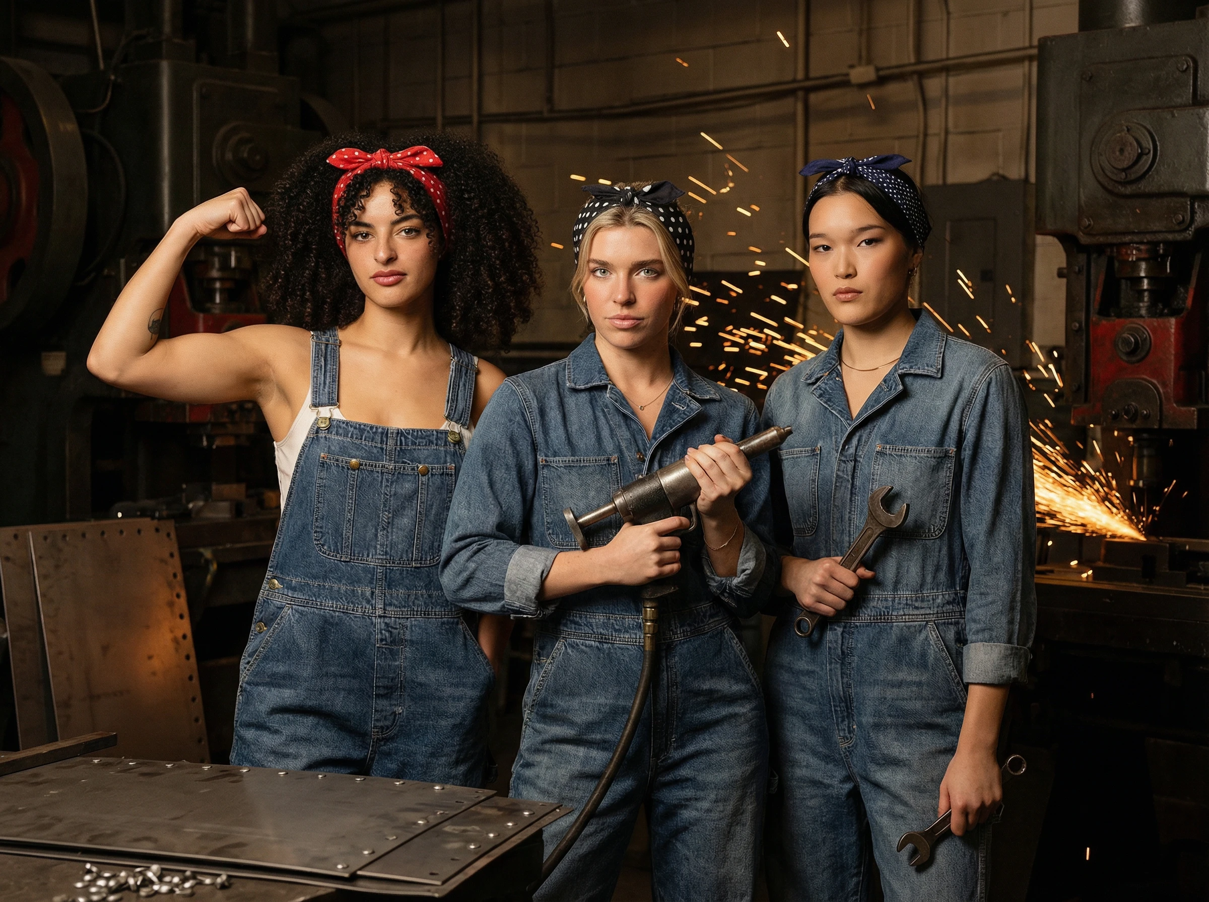 Victory Girls — 1940s Pin-Up & Rosie the Riveter Portrait Pack AI photo booth theme